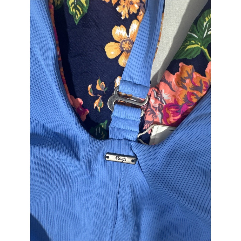NEW $154 Maaji [ Medium ] Tiky Reversible Cheeky Cut Plunge One Piece Blue T1955 - Picture 9 of 13